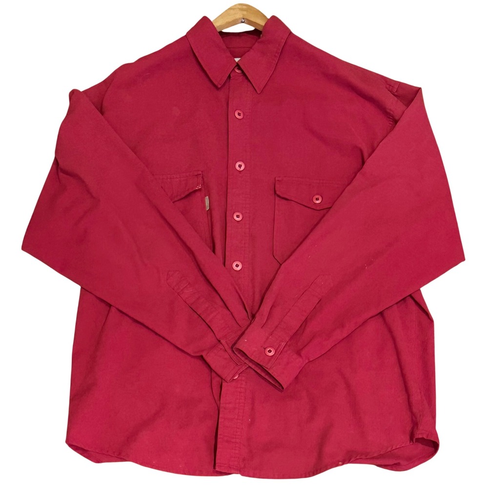 Vintage Bugle Boy Men's Red Button Down Workwear Shirt XL‎